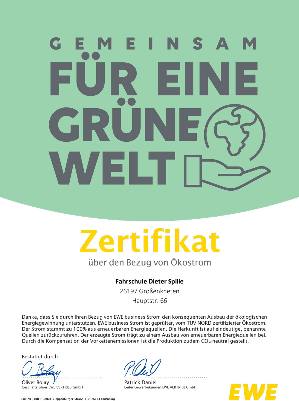 Fahrschule Dieter Spille - Ökostrom